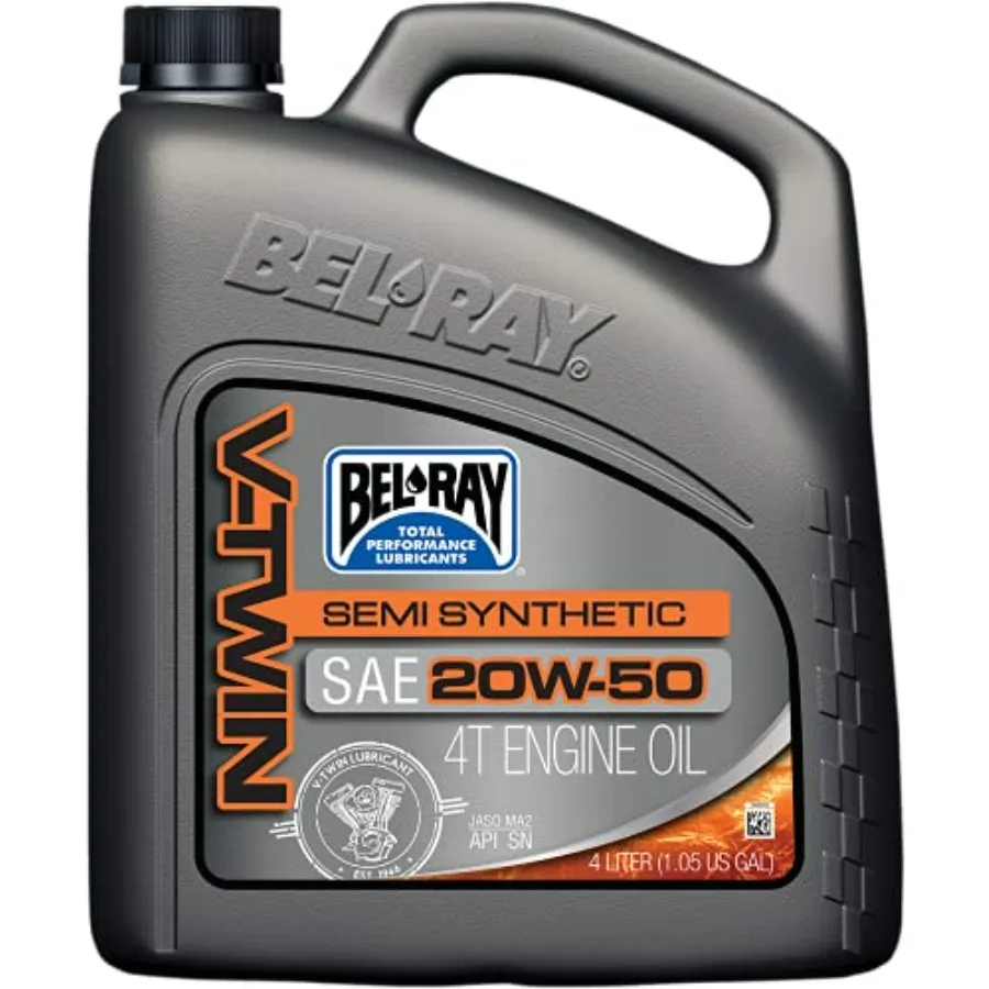 

Моторное масло Bel-Ray V-Twin полусинтетическое 20W50 4л, синее, для мотоциклетных двигателей, высокопроизводительная защита