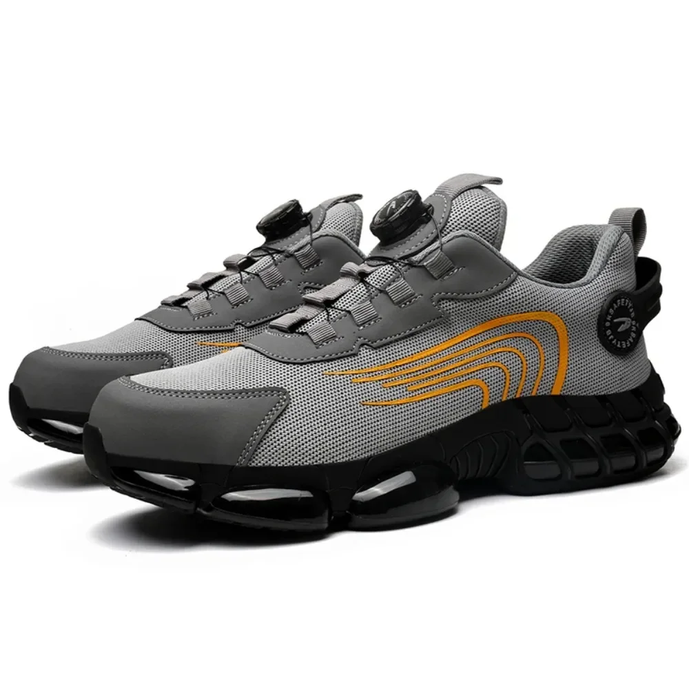 Summer Air Cushion Safety Shoes Men Breathable Anti Stab Anti Smash Lightweight Sports Work Sneakers Protective Footwear