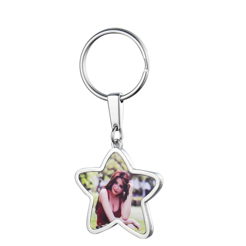 5/10Pcs Sublimation Blank Heat Transfer Keychain Heart Star Shape Blanks European and American Personalised Keychain Ornaments