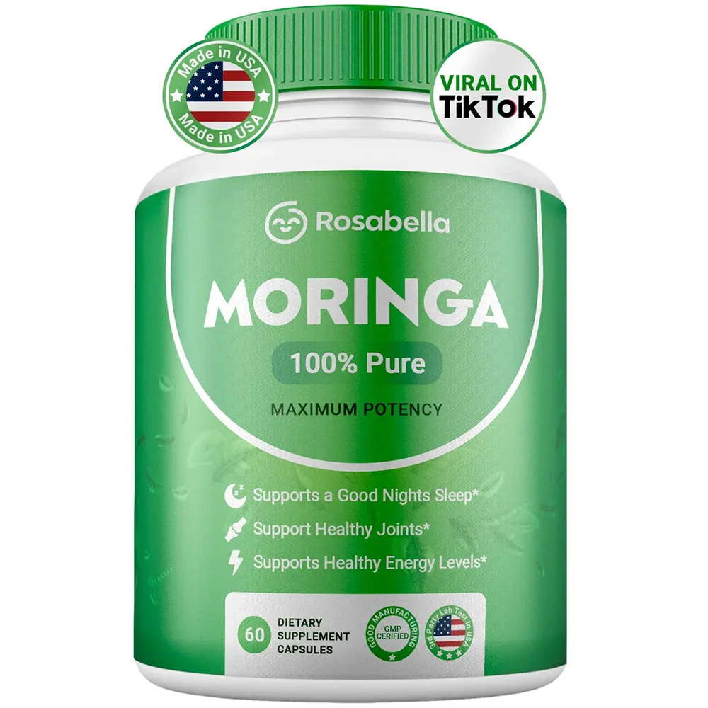 Reine Nährstoffe MORINGA CAPSULE – MORINGA SUPPLEMENT – Reichhaltiges Moringa-Pulver – unterstützen Energie, Hautgesundheit, Darmgesundheit, Antioxidantien
