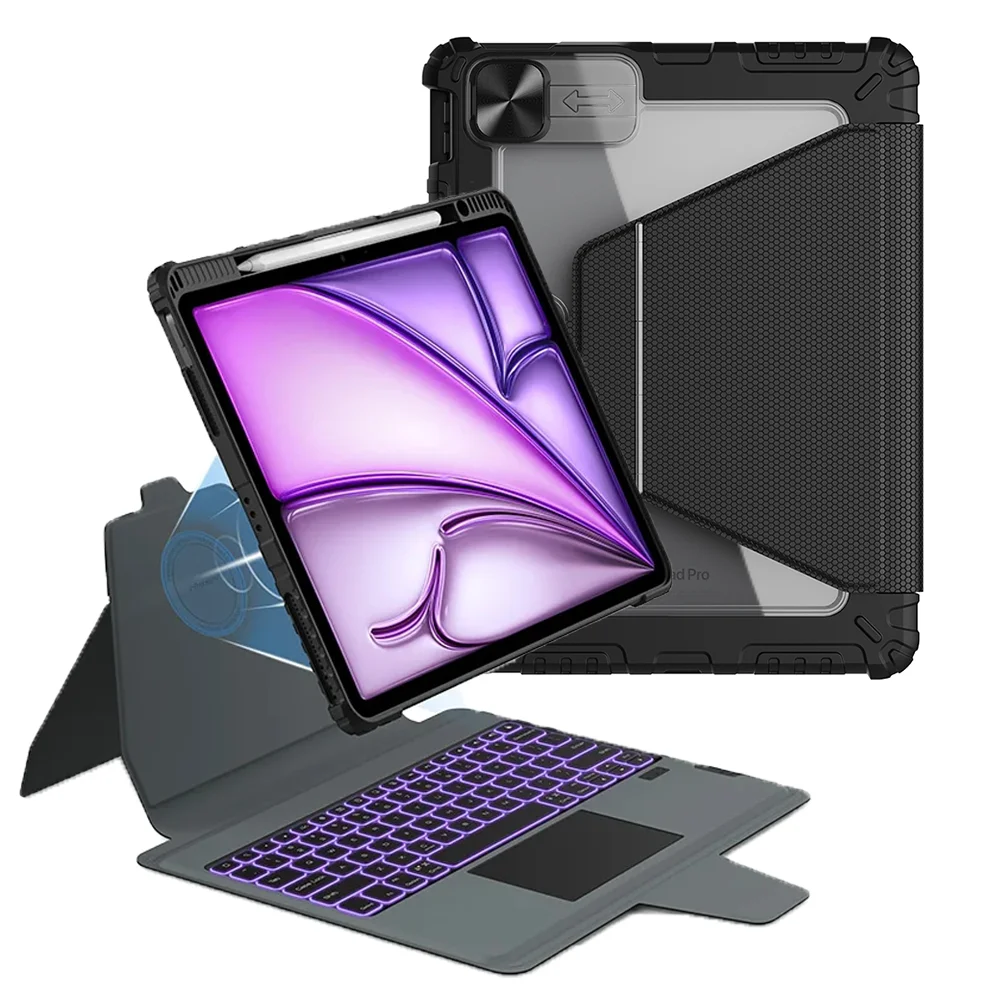 

For iPad Air 13 2025/24 Magnetic Keyboard Case NILLKIN Detachable Backlight iPad Cover Multi-Touch for iPad Pro 12.9 2020/21/22