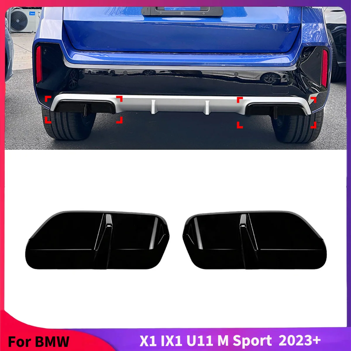 

For BMW X1 IX1 U11 M Sport 2023+ Rear Bumper Lower Lip Auto Parts Diffuser Spoiler Accessories Guard Protector Cover Body Kits
