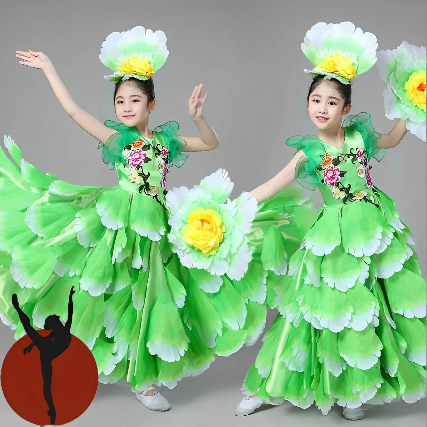 June 1 Children\'s Day Peony Fairy Dance Dress Short-sleeved Girls Performance Costume Kindergarten Performance Chorus Clothing