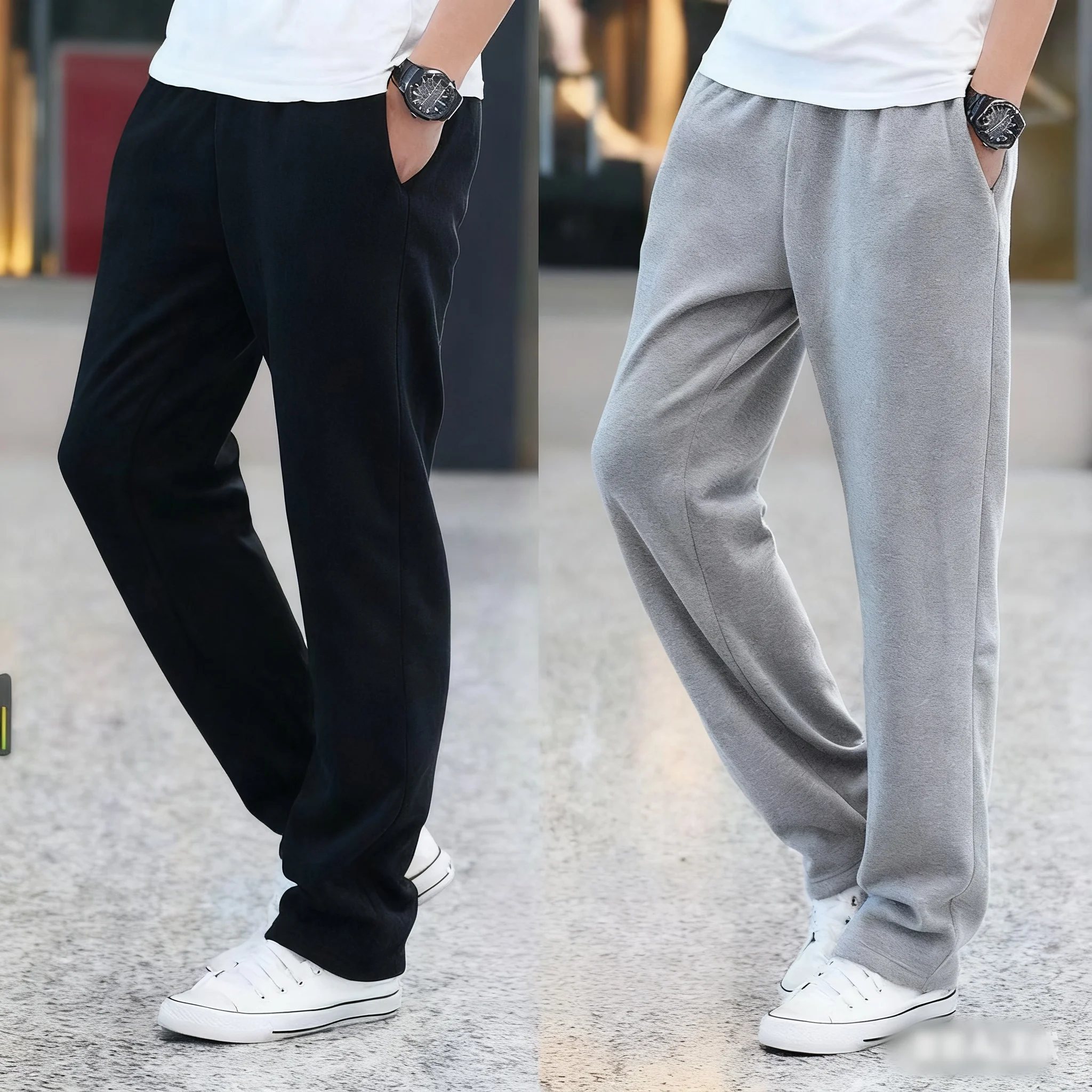 

New Korean Straight tube Men Casual Sports Pants Running Workout Jogging Long Pants Gym Sport Trousers for Men Jogger Sweatpants