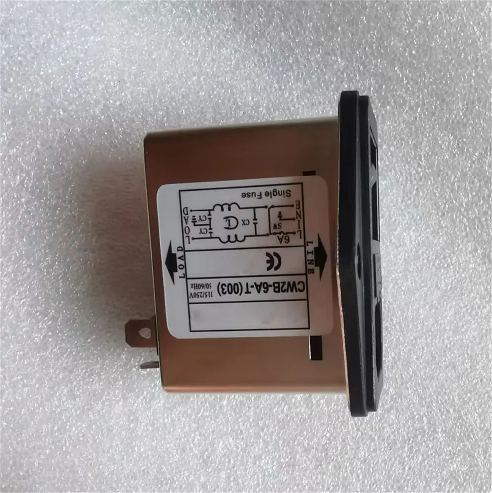 Single-Phase AC Power Filter Socket 220V Red with LED Light CW2B-6A-T(003)