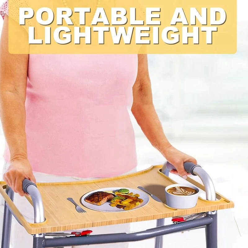 Walker Tray for Folding Walker, Tray for Walker for Seniors Detachable with Cup Holder, Foldable Walker Accessories-A27R