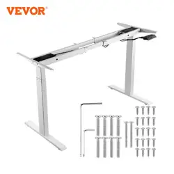 VEVOR Marco de Escritorio de Pie con Motor Dual Altura Ajustable 70-117 cm Patas Eléctricas para Escritorio Longitud de 110-178 cm Base de Estación de Trabajo para Hogar, Oficina, Solo Marco, Blanco