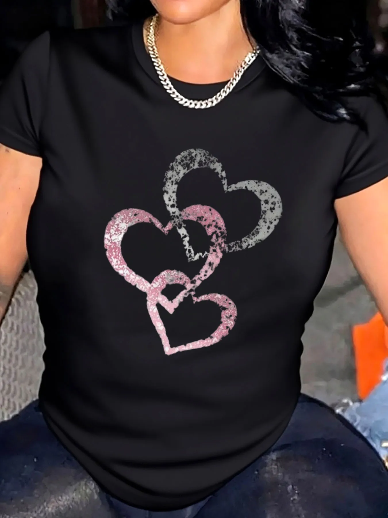 

Женская футболка больших размеров с леопардовым принтом на день Святого Валентина для улицы