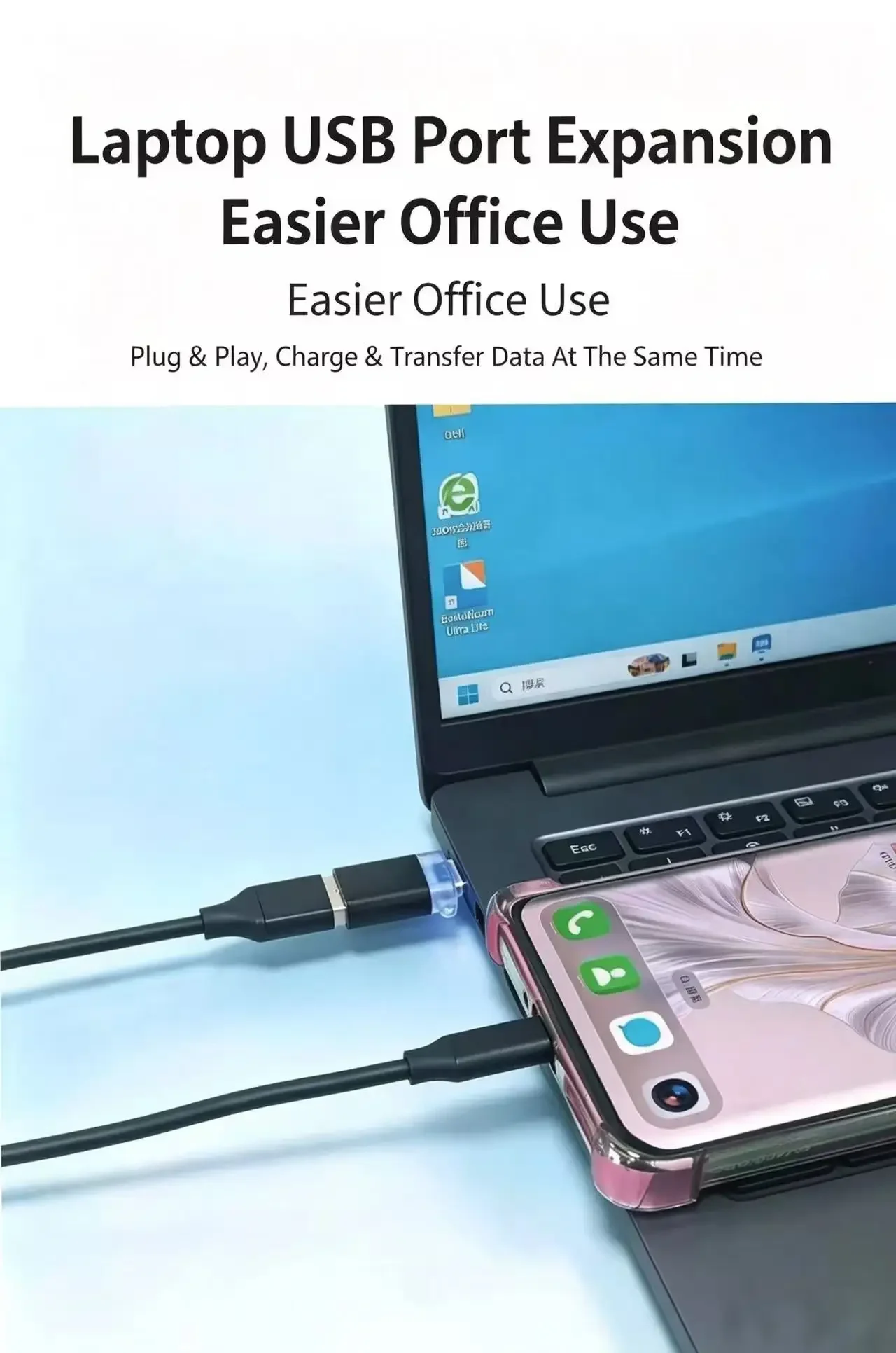 Type-C to USB3.0 OTg adapter with indicator light, mobile phone external storage transmission adapter
