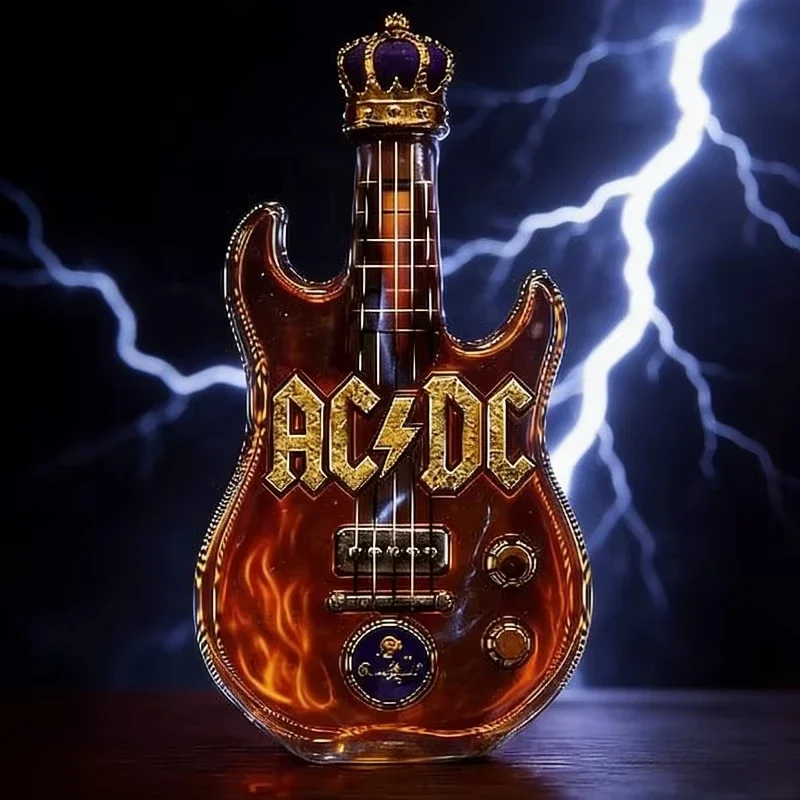 Inspired Electric Guitar Shaped Whiskey Decanter, Crown Topped Creative Glass Liquor Bottle For Rock Fans Home Decoration