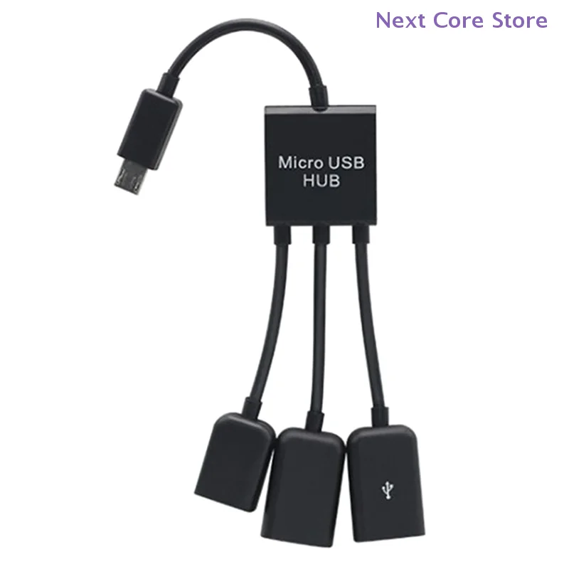 1Pcs 3 Port Micro USB Type C HUB Male To Female Double USB 2.0 3 In 1 Host OTG Adapter Cable For Smartphone Computer Tablet