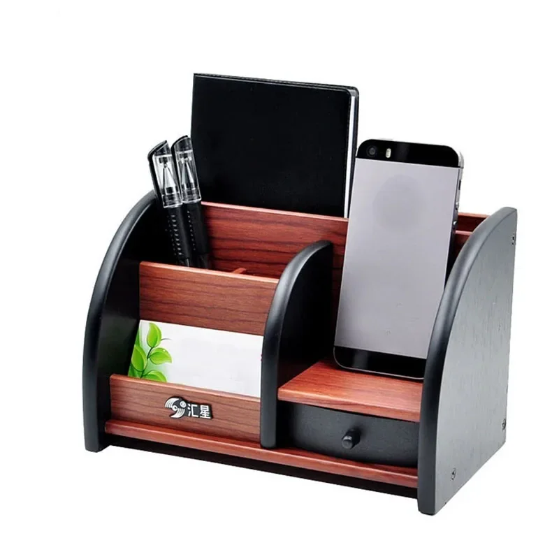 

Wooden High-grade Multifunctional Desk Stationery Organizer Storage Box Pen Pencil Box Holder Case Brown