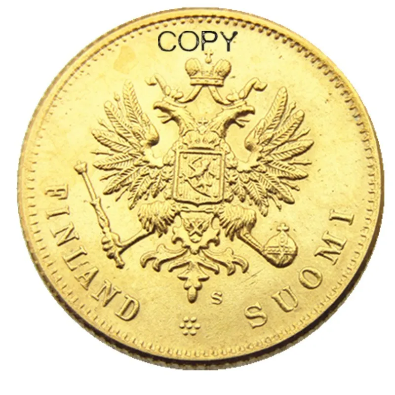 1913 S FINLAND IMPERIAL RUSSIA 20 MARKKAA Gold Plated Copy coins