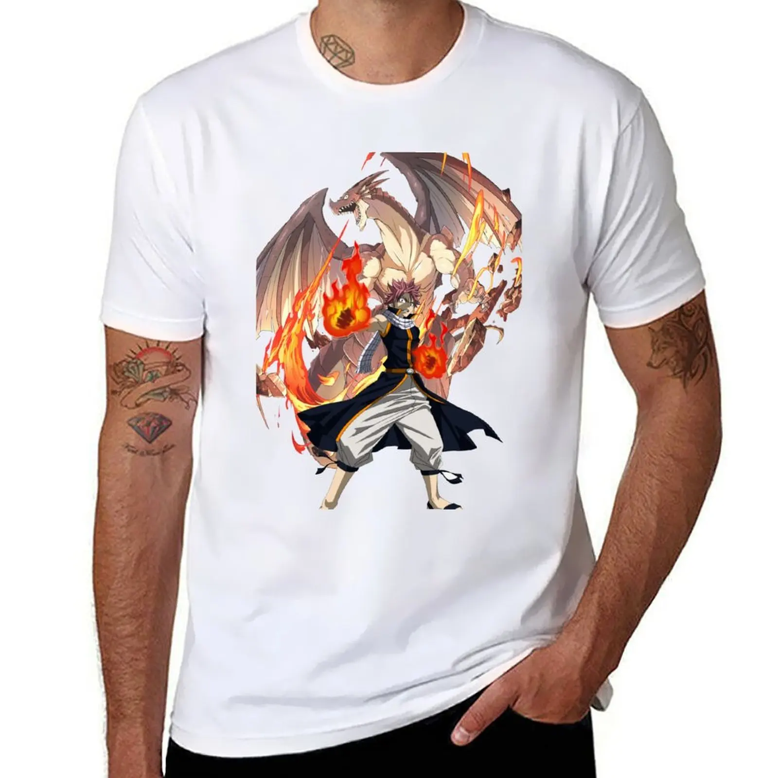 

Natsu and Igneel T-Shirt t shirts for man pack white cotton tshirt 100% T-Shirt
