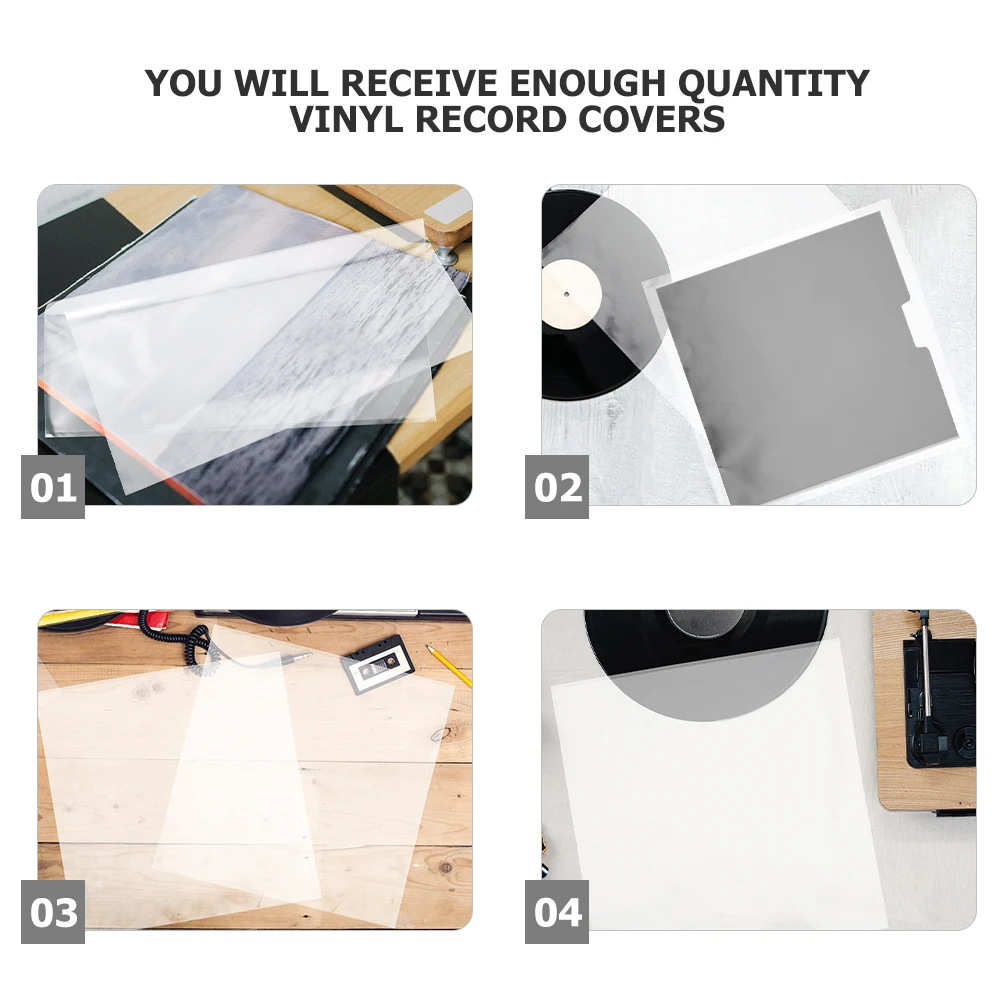 

60 Pcs Vinyl Record Protective Bag Outer Adhesive Covers for Records Sleeves Inner and Round