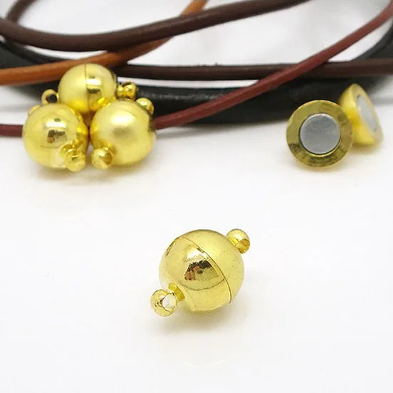5 Sätze/los 6/8/10/12/14mm Runde Magnetische Verschlüsse Kupfer Ball Form Ende Schnalle Anschlüsse für DIY Schmuck Machen Armbänder Halskette – Detail 18