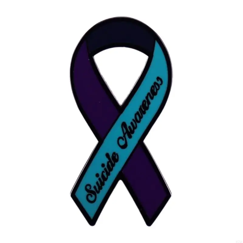 97QE Elegant Suicide Awareness Enamel Badge Metal Ribbon Lapel Brooch Pin Accessories