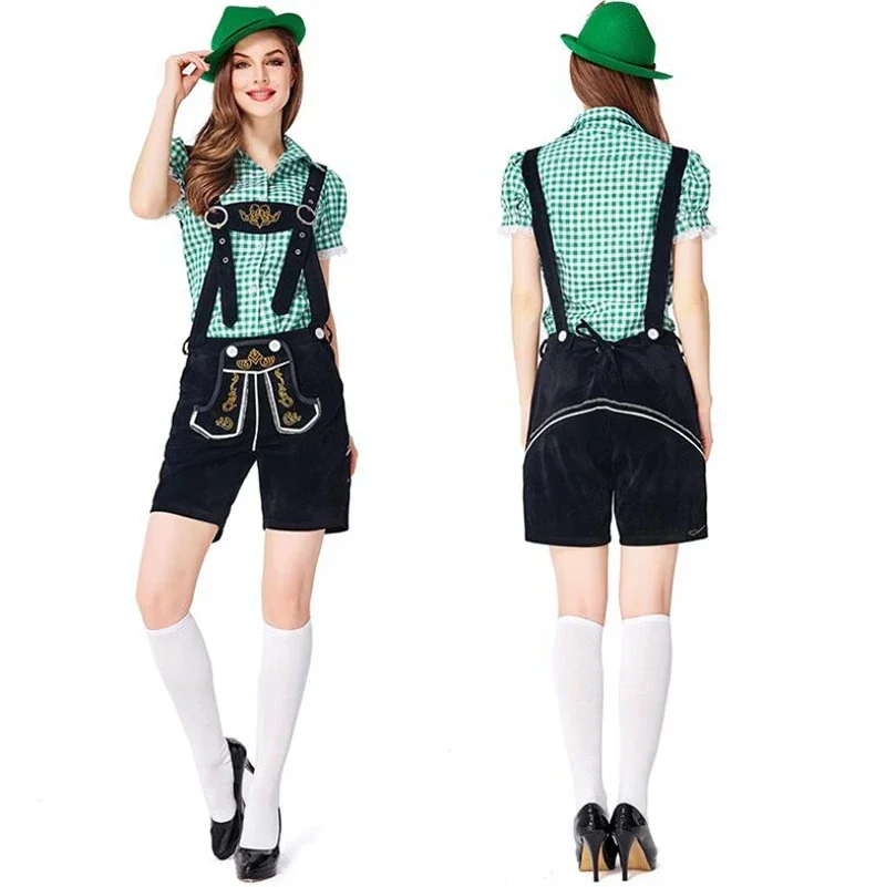 ألمانيا منقوشة قميص مهرجان أكتوبر زي البافارية Lederhosen مهرجان أكتوبر زي البيرة خادمة النادل تأثيري مهرجان أكتوبر الزي الرسمي