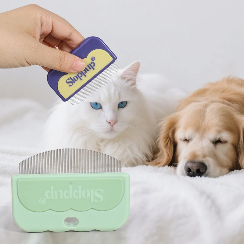 

Curve Shaped Stainless Steel Cat Brush Lightweight Mini Open Knot Grooming Cleaning Pet Lice Comb Pets Accessories for Dogs