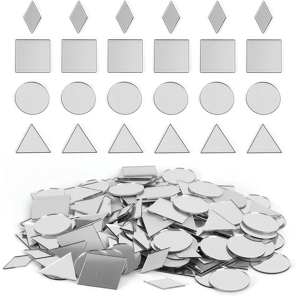 100pcs 2.5cm DIY Craft Mirror Stickers Leaf Shape Decorative Acrylic Adhesive Craft Mini Mirror Tiles Small Wall Mirror for Art