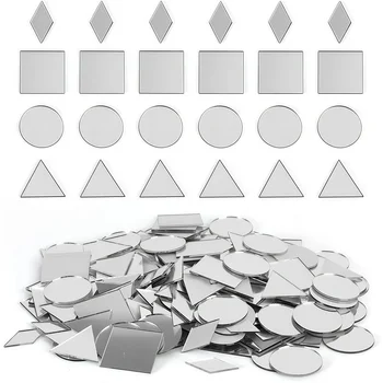 100pcs 2.5cm DIY Craft Mirror Stickers Leaf Shape Decorative Acrylic Adhesive Craft Mini Mirror Tiles Small Wall Mirror for Art