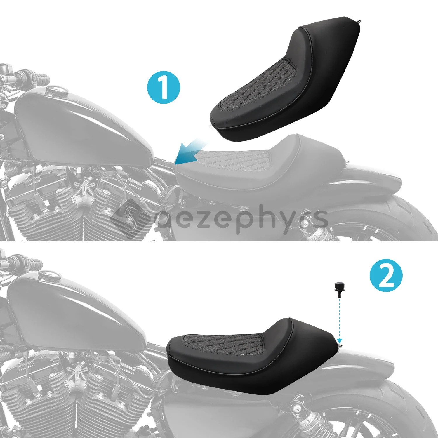Motorcycle Front Rider Solo Seat Pad PU Leather Driver Cushion For Harley Sportster 883 1200 Iron Forty-Eight Sportster 2010-22