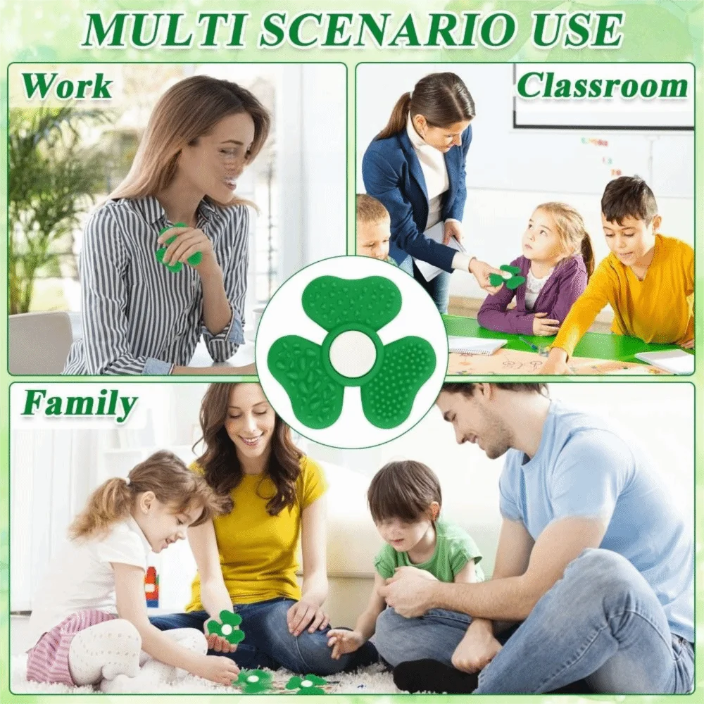 Clover Textured Soft Worry Stone Fidget Toy Silicone Relaxing Children Sensory Stone Creative No Noise Textured Worry Rocks