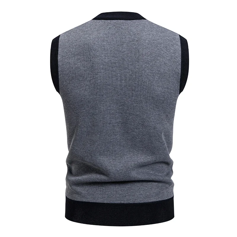 Men's New Fleece Sweater Knit Vest Stylish and Comfortable V-neck Knitwear