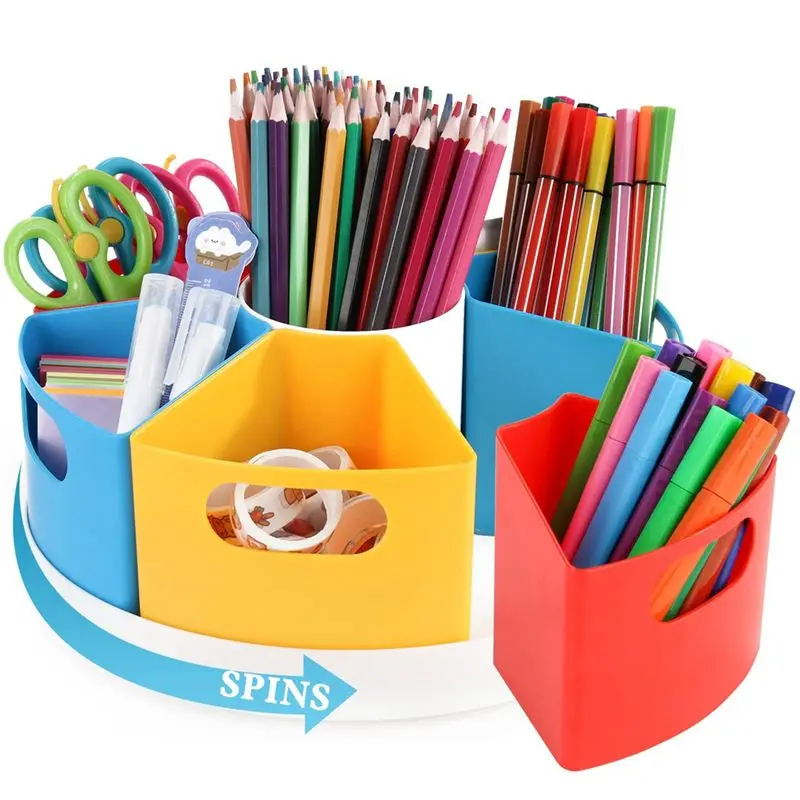 1 PCS 360 Rotating Art Supply Storage Organizer Caddy PS Storage Box For Kids,Crayon Marker Storage And Pencil Holder For Desk-E