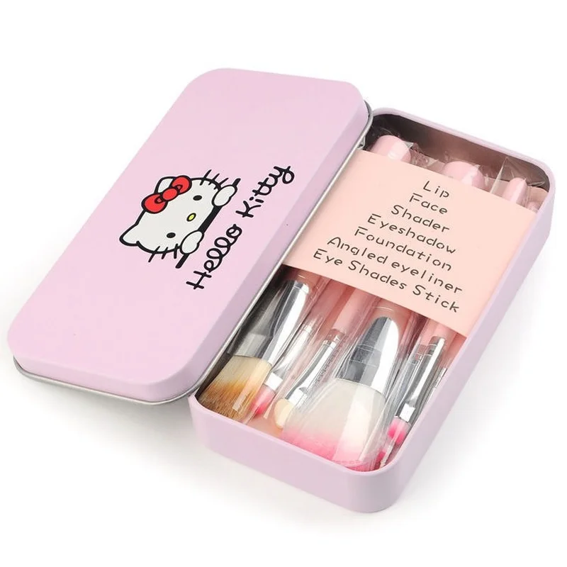 Hello Kitty Cosmetic Bag Storage Iron Box Makeup Brush Set Makeup Brush Set with Case Mask for Face Women Foundation Organizer