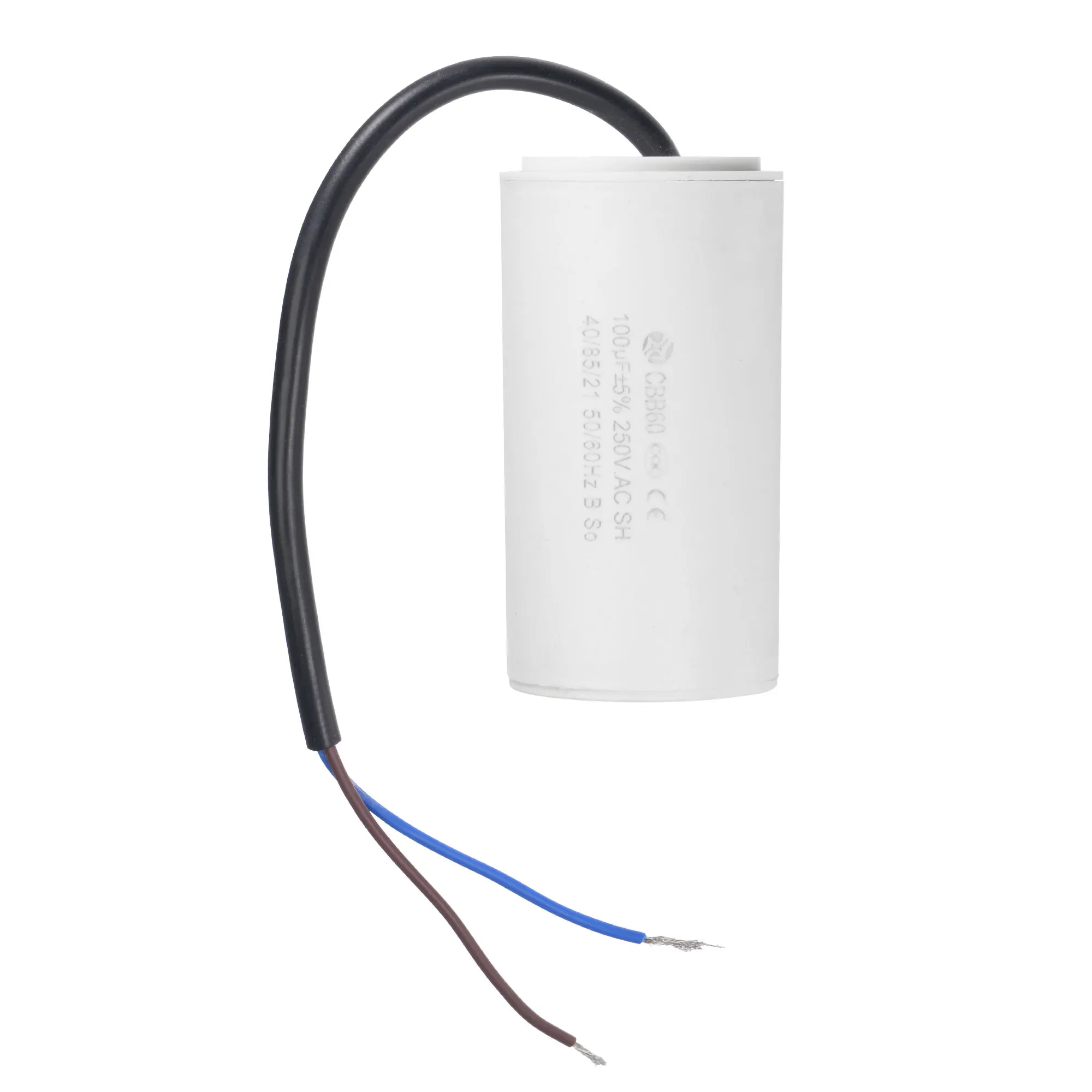 

CBB60 Run Capacitor 100uF 250V AC 2 Wires 50/60Hz Cylinder 93x49mm White for Air Compressor Water Pump Motor