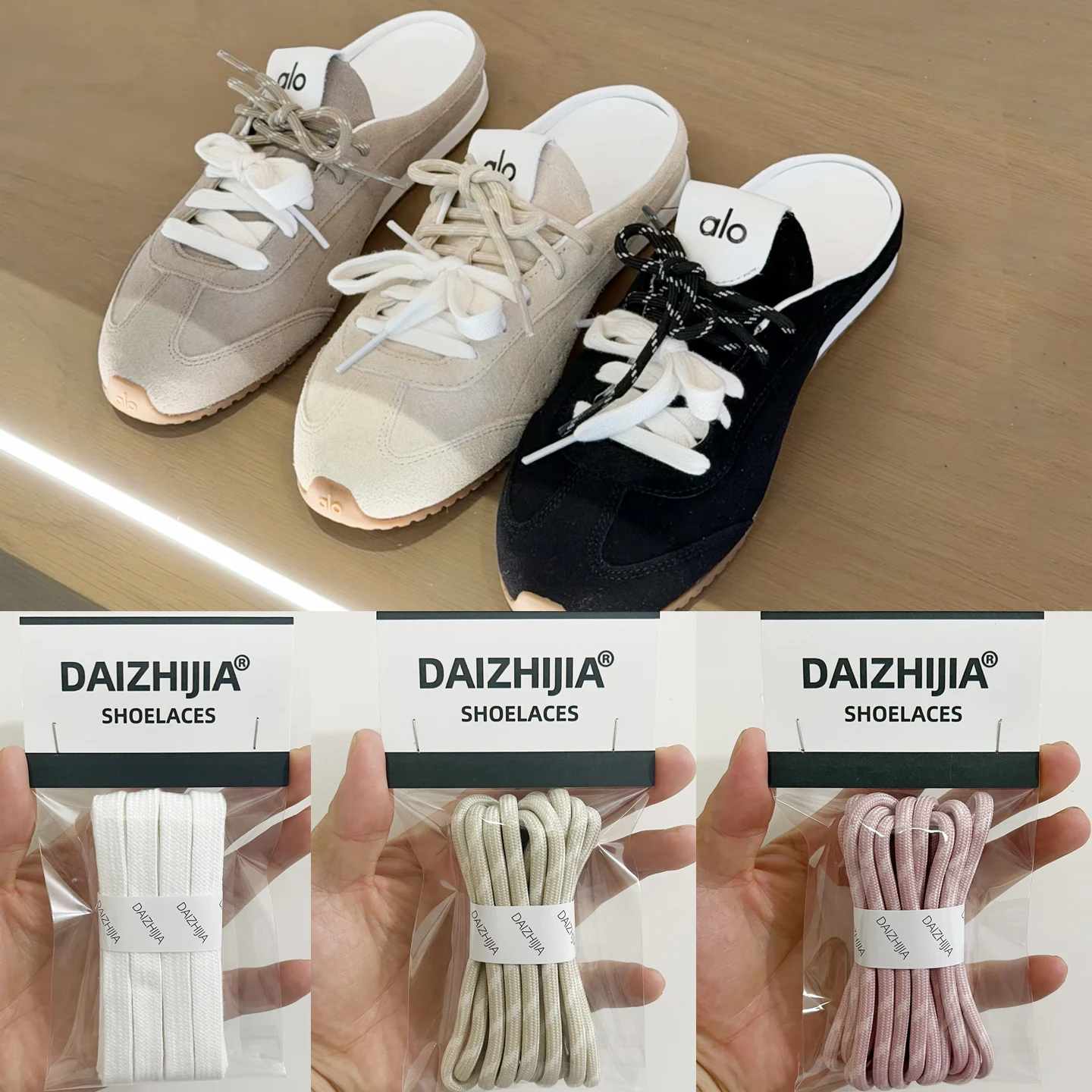 White Laces for Alo De Xin Shoes Semi-Mueller round Flat Shoelaces Accessories for round Flat Shoes
