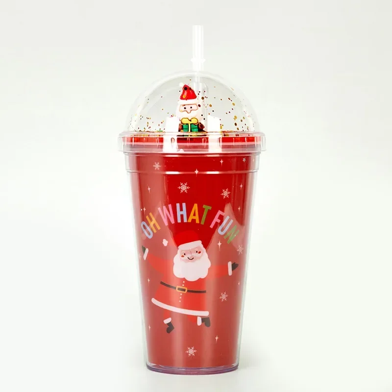 Heißer Verkauf Doppelschicht Stroh Kaffeetasse Weihnachten Plastikbecher, Home Micro Landschaft Weihnachtsgeschenk, Paar Wasserbecher yuzi