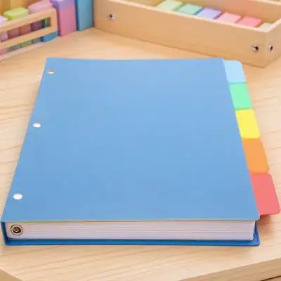 Divisori per raccoglitori in plastica da 5 pezzi con linguette per riviste di notebook Rapporti Schede di classificazione Segnapagina Etichette divisorie a fogli mobili