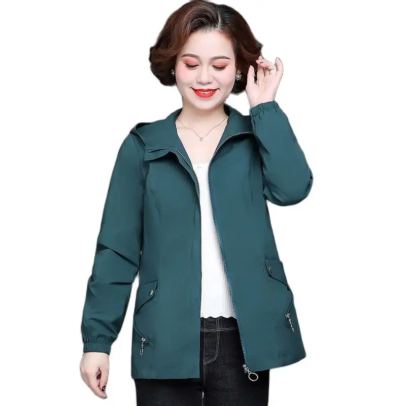 

Lined/good Quality Middle-aged Old-aged Spring Autumn Coat Larg Size Loose Slim Ladies Coat Spring And Autumn Windbreake