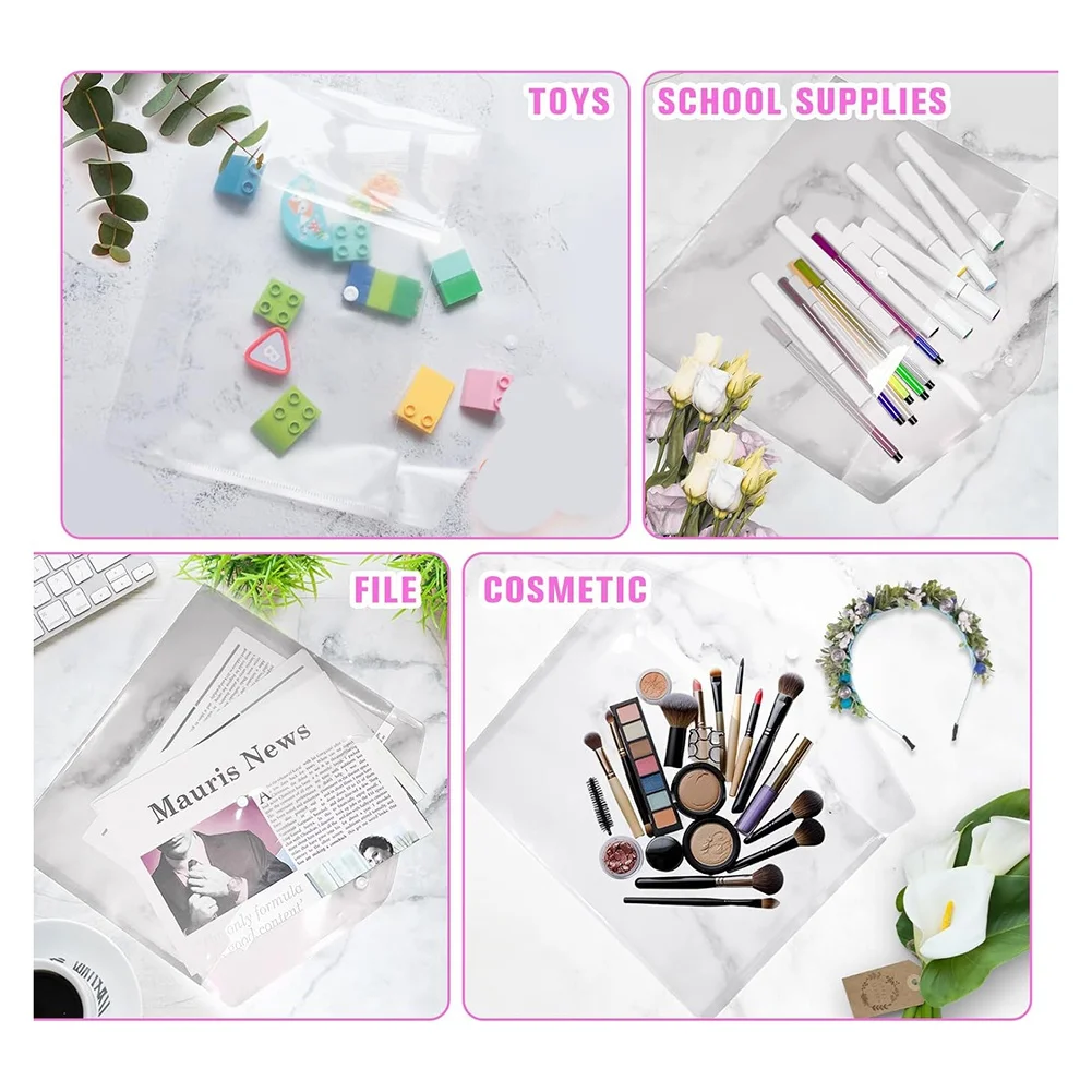 QWE-12Pcs مظاريف المستندات البلاستيكية مع إغلاق المفاجئة للوثائق بحجم A4، ومجلدات البولي إيثيلين للمدرسة واللوازم