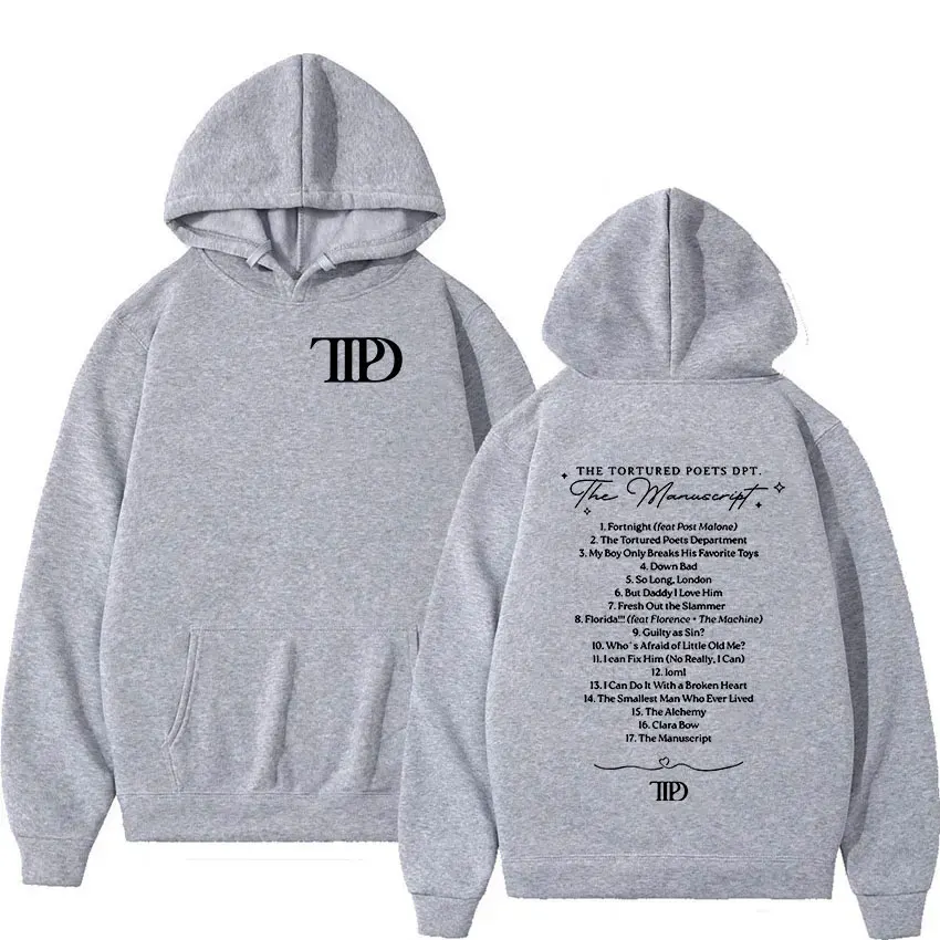 New Album The Tortured Poets Department 2024 TTPD Print Hoodie Man Women Casual Fashion Oversized Sweatshirt Pullover Streetwear