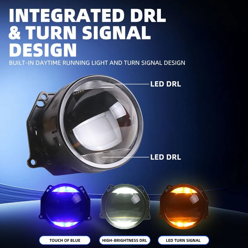 3 Inch Bi LED Projector Lens 12V 68W 6000K Car Headlight Retrofit Non Damageless Installation With DRL Turn Signal Hi Lo Beam