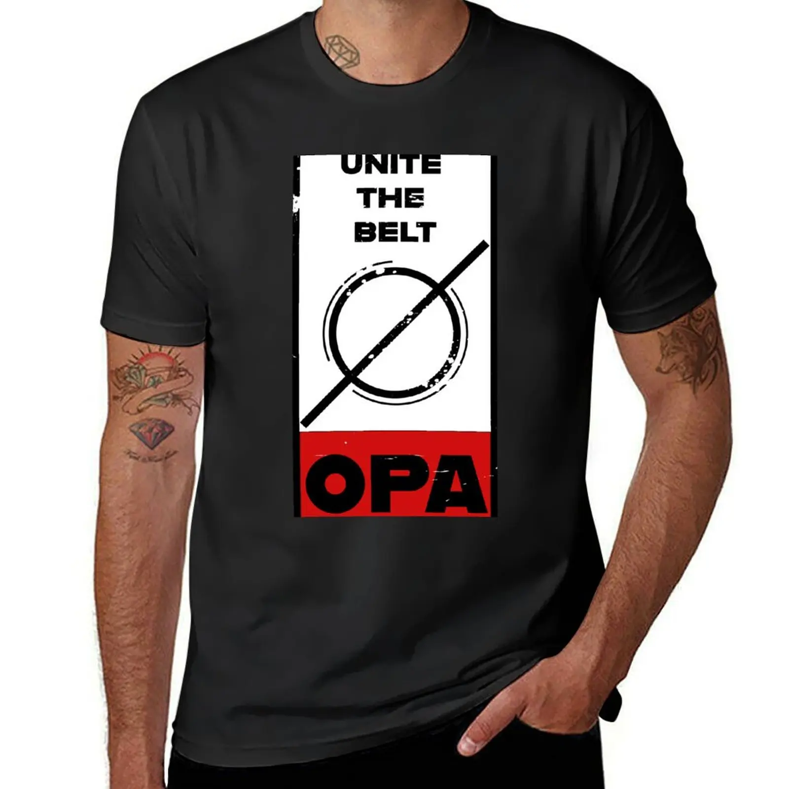 Camiseta de Unite the Belt OPA de the Expanse (logotipo de libro) para hombre, camisetas gráficas de aduanas negras, camisetas grandes y altas de gran tamaño