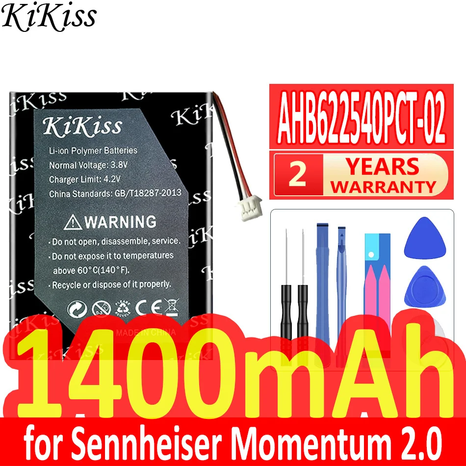 1400mAh KiKiss Powerful Battery AHB622540PCT-02 for Sennheiser Momentum 2.0 HD4.40BT HD 4.50BTNC Urbanite XL