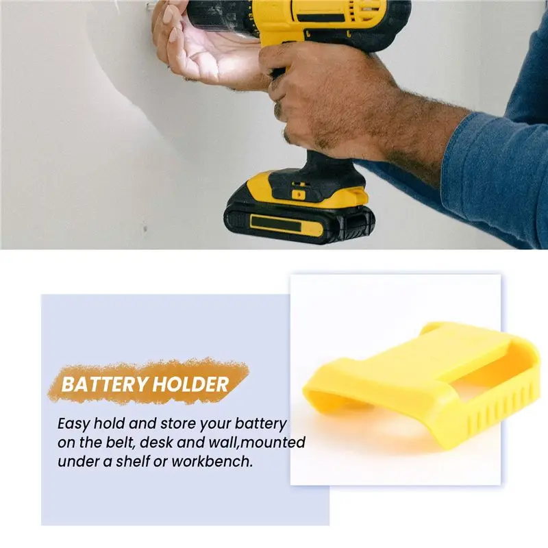 [NEWA64Z!】 5 Packs Battery Holder Dock Mounts For 20V 60V Battery, Wall Panel Shelf Belt Clip Storage Organizer Protector