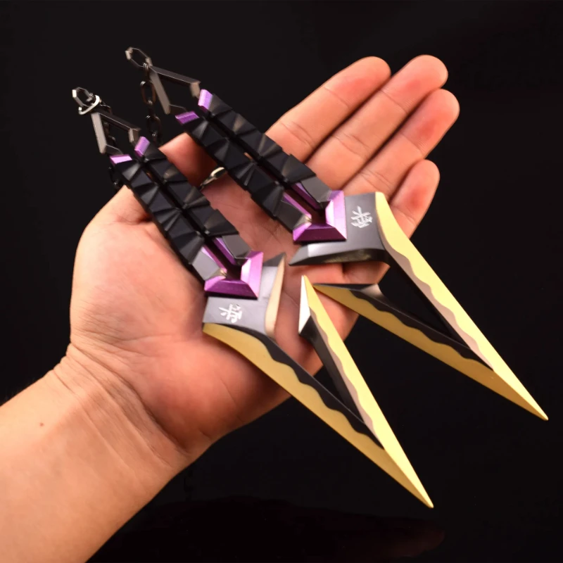 22cm/8.66in Valorant Knife 게임 주변기기 사무라이 검 Kuronami No Yaiba 보라색 Karambit 금속 칼 무기 모델 공예 장난감