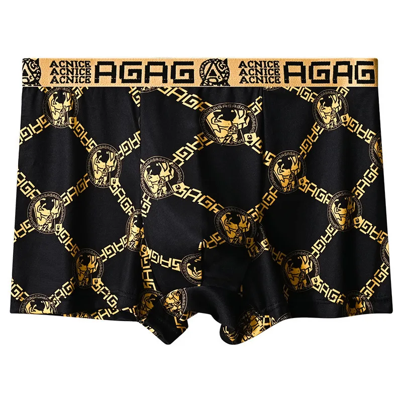20Pcs/Lot Black Gold Men's Underwear Breathable High-end Boxers Trendy Boxers  Men's Boxers Briefs Casual Sports Men's Pants