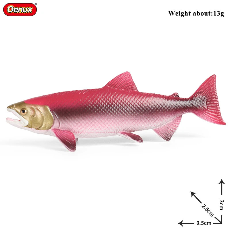 Oenux Sealife Animals Ocean Fish Salmon Tuna Saury Model Action Figures Mini PVC Cake Toppers Kids Collection Education Gift Toy