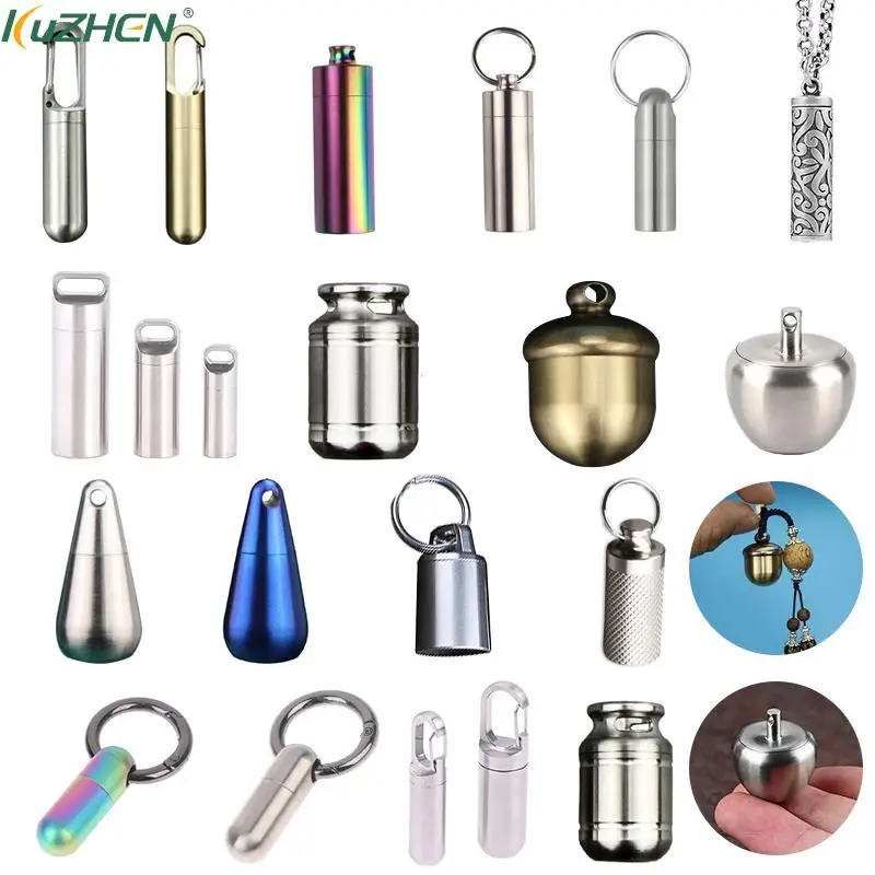 1Pc Mini tytan/stal nierdzewna zamknięta kapsułka wodoodporna Pill Box Camping Firstaid wisiorek podróży odkryty przenośny Pill Case