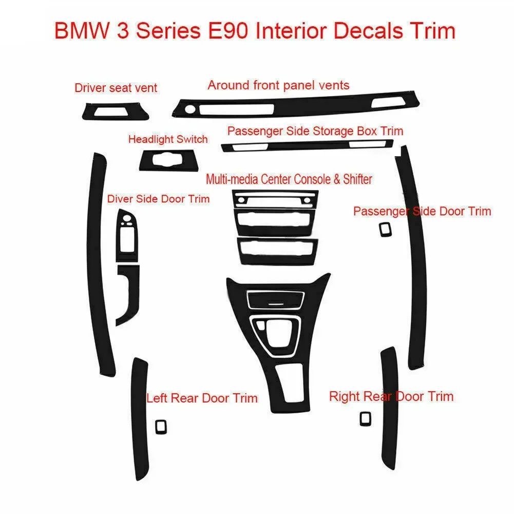 Car Interior Decal Trim 5D Carbon Fiber Vinyl Sticker For BMW E90 E91 2005-2012 WholesalePART