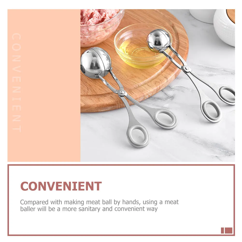 

2Pcs Meatball Tongs Stainless Steel Manual Maker Scoop Trigger Shaped Scissors Tool NonStick Practical Cooking