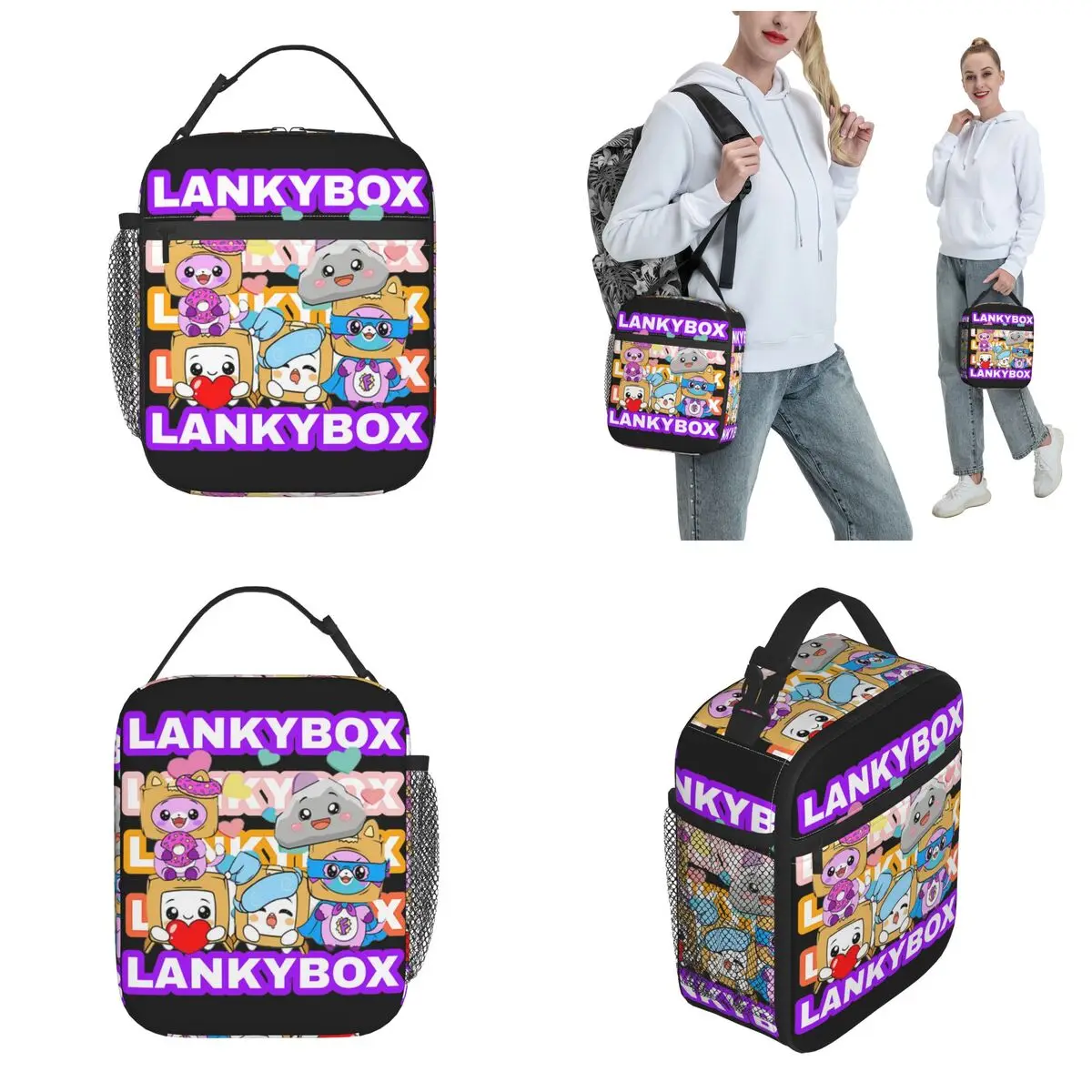 Lankybox กล่องกระเป๋าอาหารกลางวันเก็บความร้อน, ลายหินจิ้งจอกกล่องเบนโตะแบบพกพากล่องข้าวกลางวันเก็บความร้อน