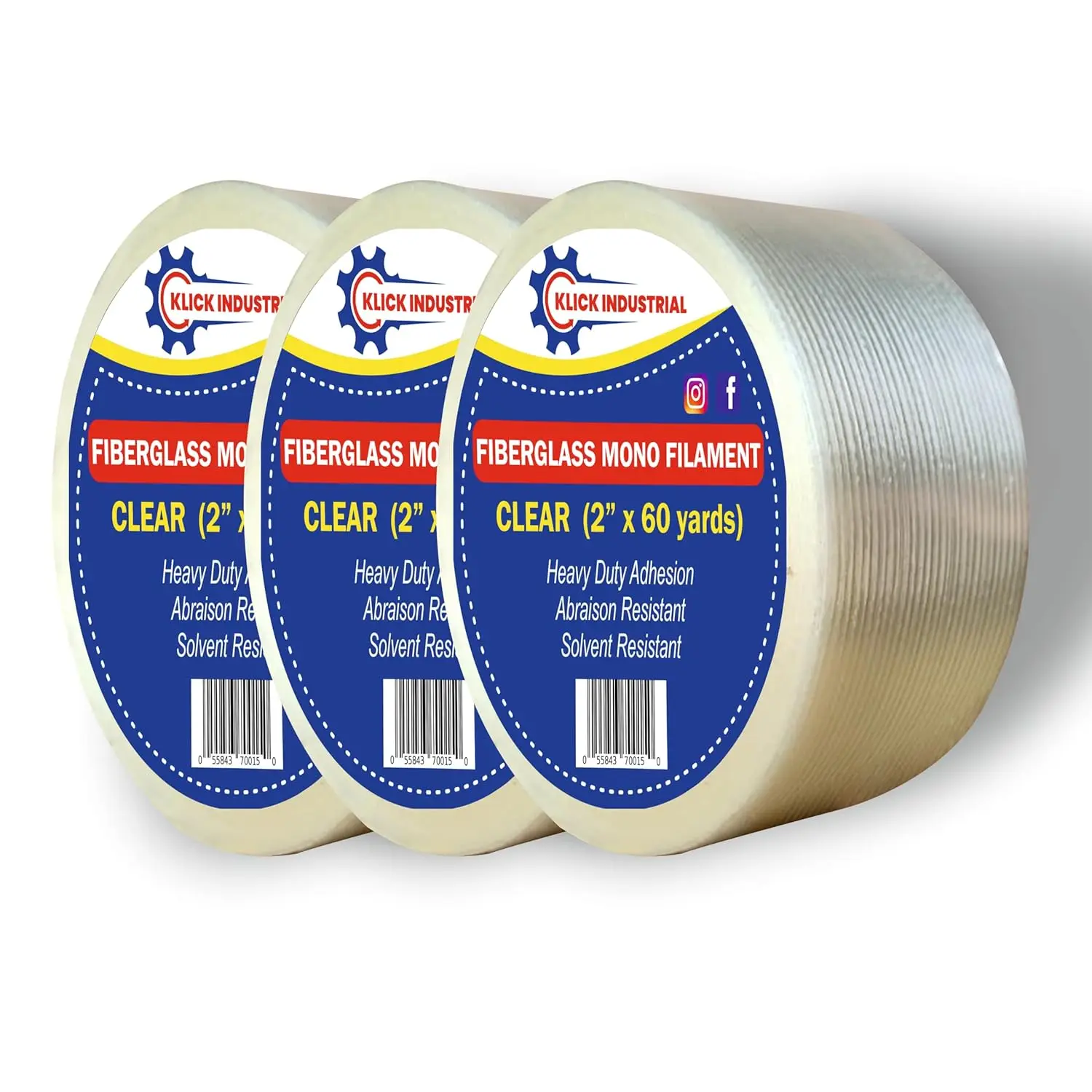 

Mono Filament Strapping Tape 6. il x 60yds Heavy Duty Commodity Grade Transparent Reinforced Fiberglass Tape (3, 2" x 6