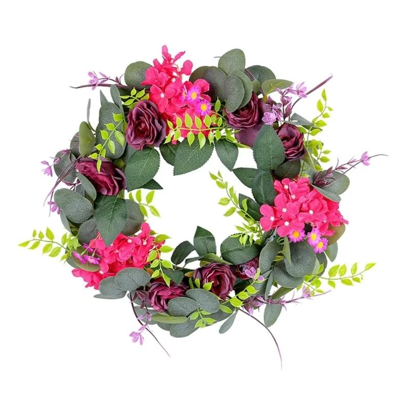

Purpler Rose Wreath for Indoor and Outdoor Decorations, Artificial Spring Wreath for Front Door Wedding Decorations 15UB